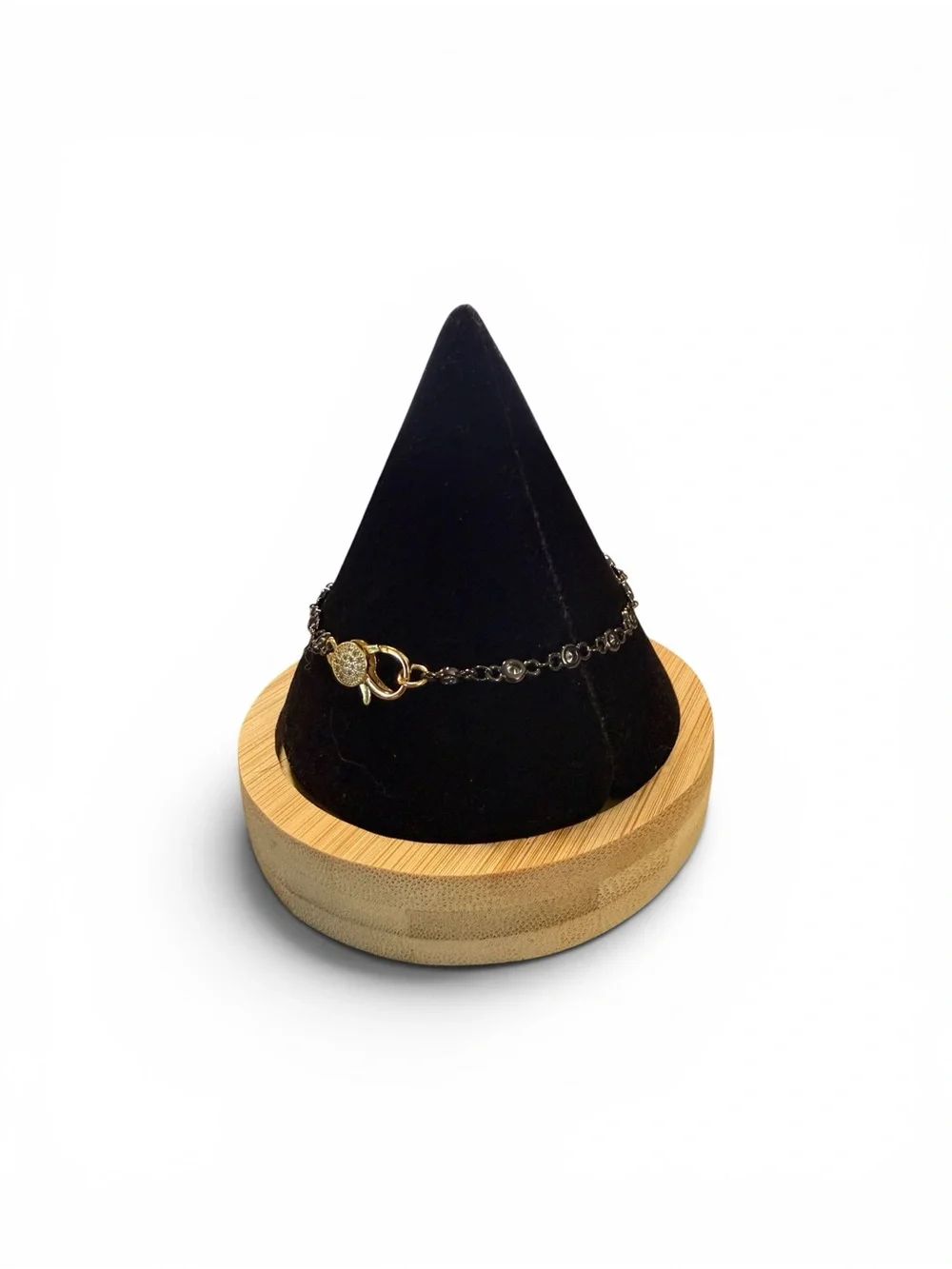 New Freida Rothman Gold Plated Black Crystal Toggle Bracelet -Double Sided Clap